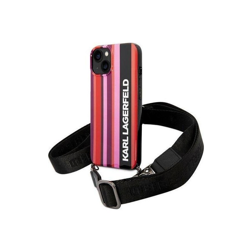 Karl Lagerfeld KLHCP14SSSTTP iPhone 14 6.1" Hard Case Pink/Rose Color Stripe Strap