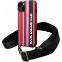 Karl Lagerfeld KLHCP14SSTSTP iPhone 14 6.1 " kietas dėklas, rožinis / rožinis spalvotas juostelių dirželis