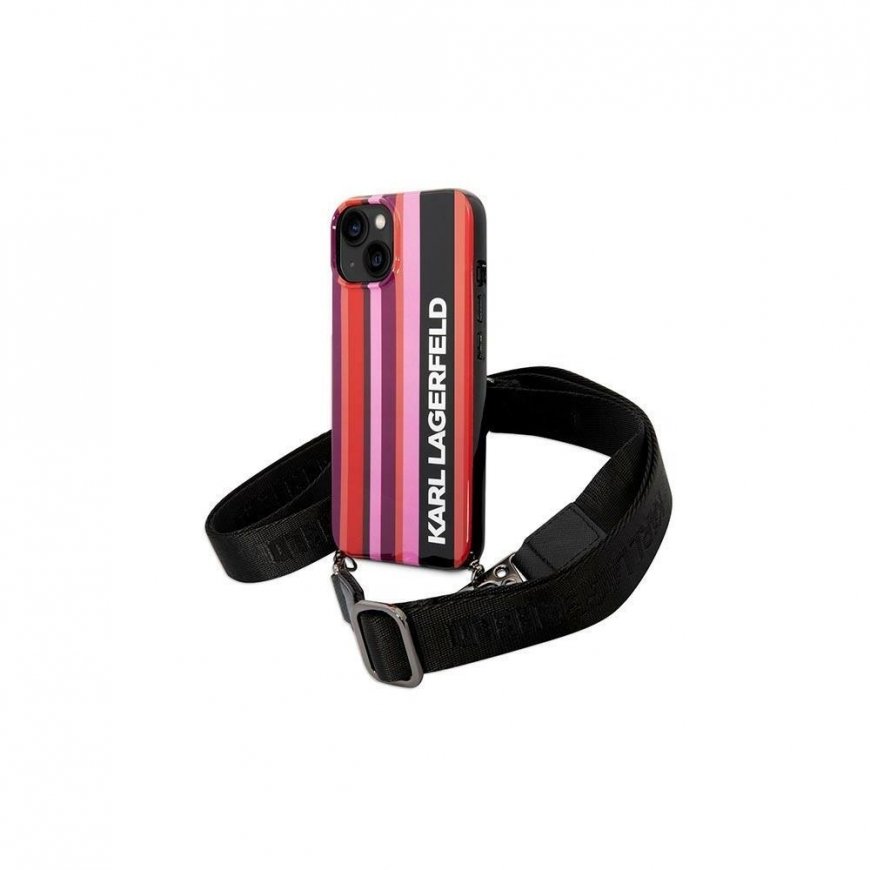 Karl Lagerfeld KLHCP14SSSTTP iPhone 14 6.1" Hard Case Pink/Rose Color Stripe Strap – 2