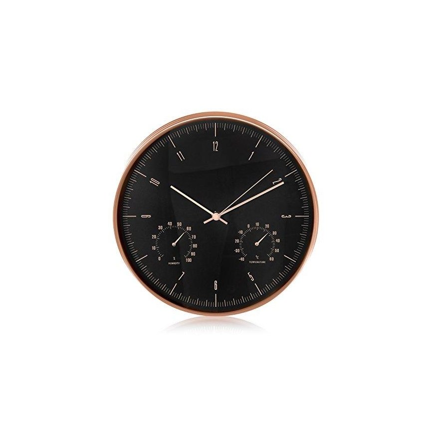 MACLEAN CE70G CE70G Wall clock gold 12 30cm with thermometer and hygrometer gold – 3
