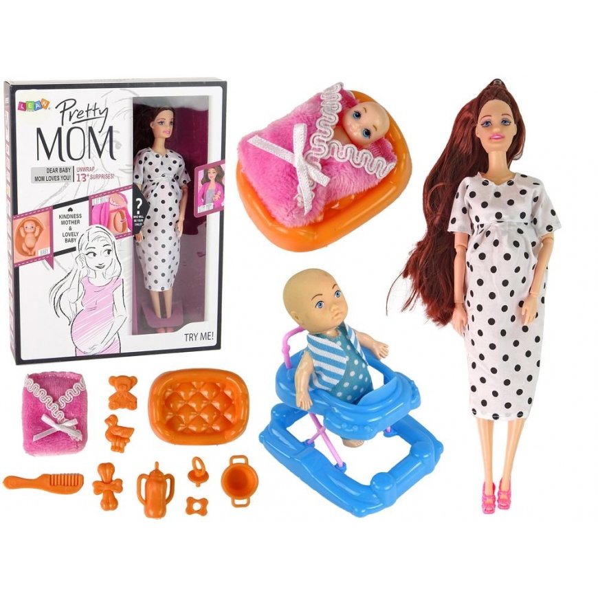 Leantoys Pregnant Doll Long Hair Accessories