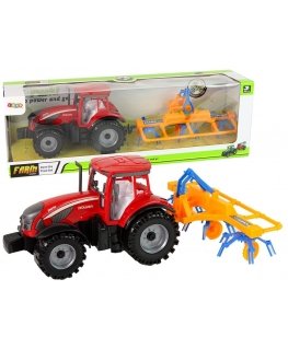 Lean Cars Red tractor with rake friction drive