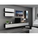 Cama viesistabas skapju komplekts VIGO 12 melns / balts spīdums