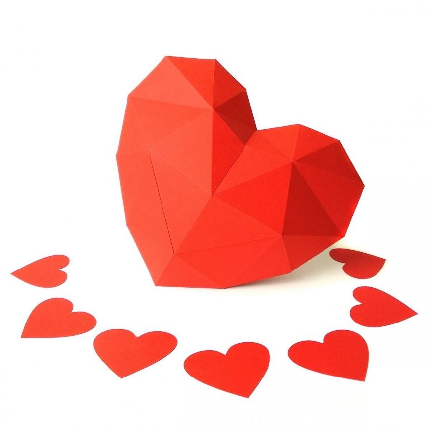 Beldizart Wizardi 3D Papercraft Kit Heart PP-2HRT-Red – 3