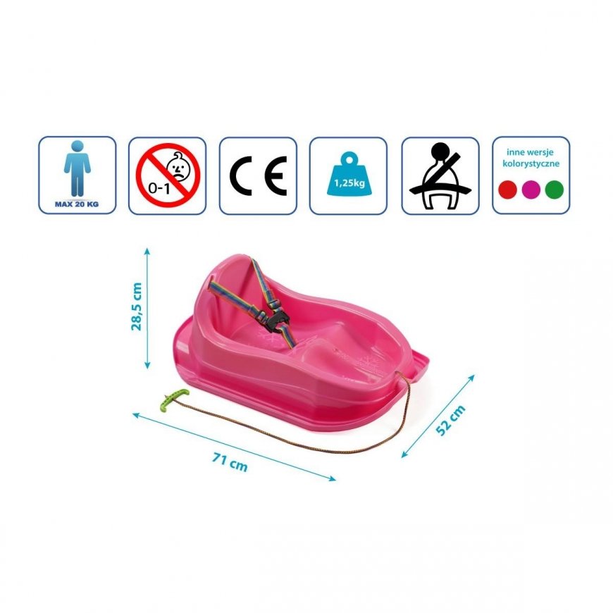 Plastikinės rogės mini, rožinės spalvos – 2