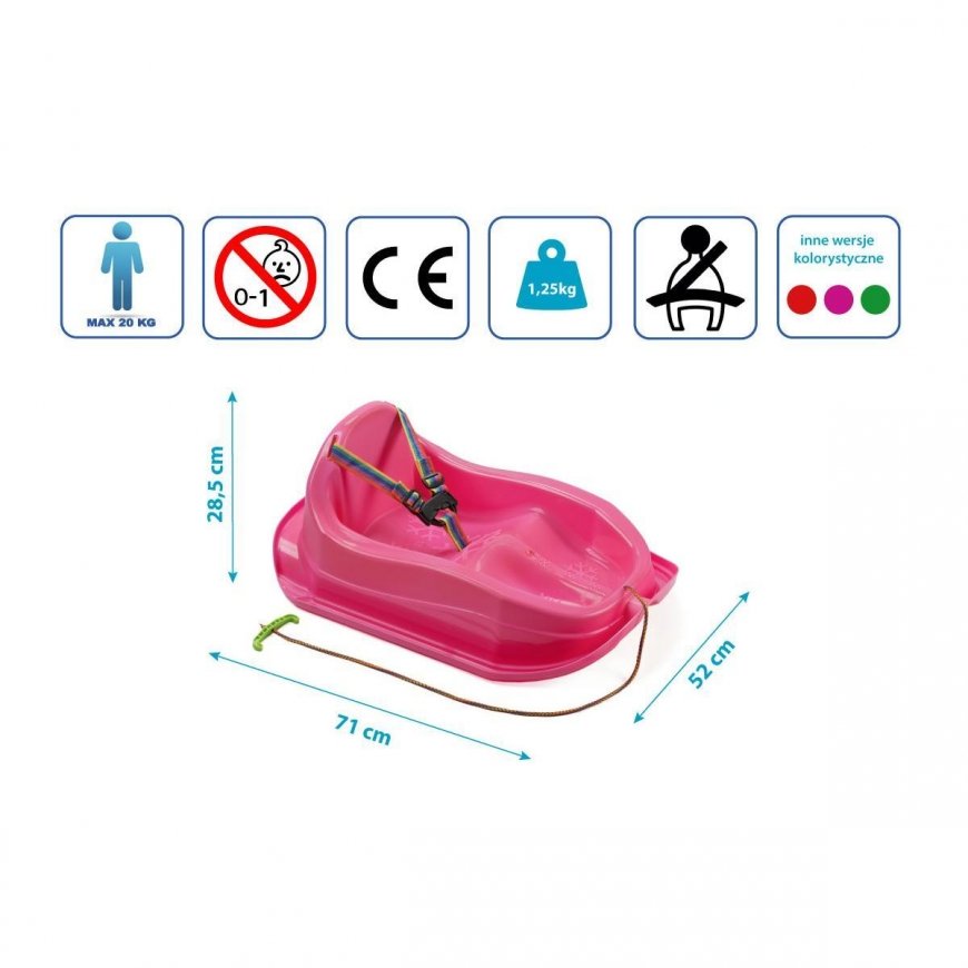 Mini plastic sled, pink – 4