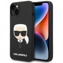 Dėklas Karl Lagerfeld KLHCP14MSLKHBK iPhone 14 Plus 6,7 colių kieto dėklo juoda / juoda silikoninė Karlo galvutė