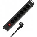 REV Outlet Strip 6-fold 2,4m Supraline w. switch anthracite REV Outlet Strip 6-fold 2,4m Supraline w. switch anthracite
