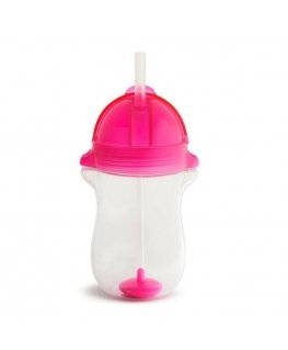 MUNCHKIN gertuvė su šiaudeliu ir svareliu, rožinė, 12mėn+, 296ml, 01246201