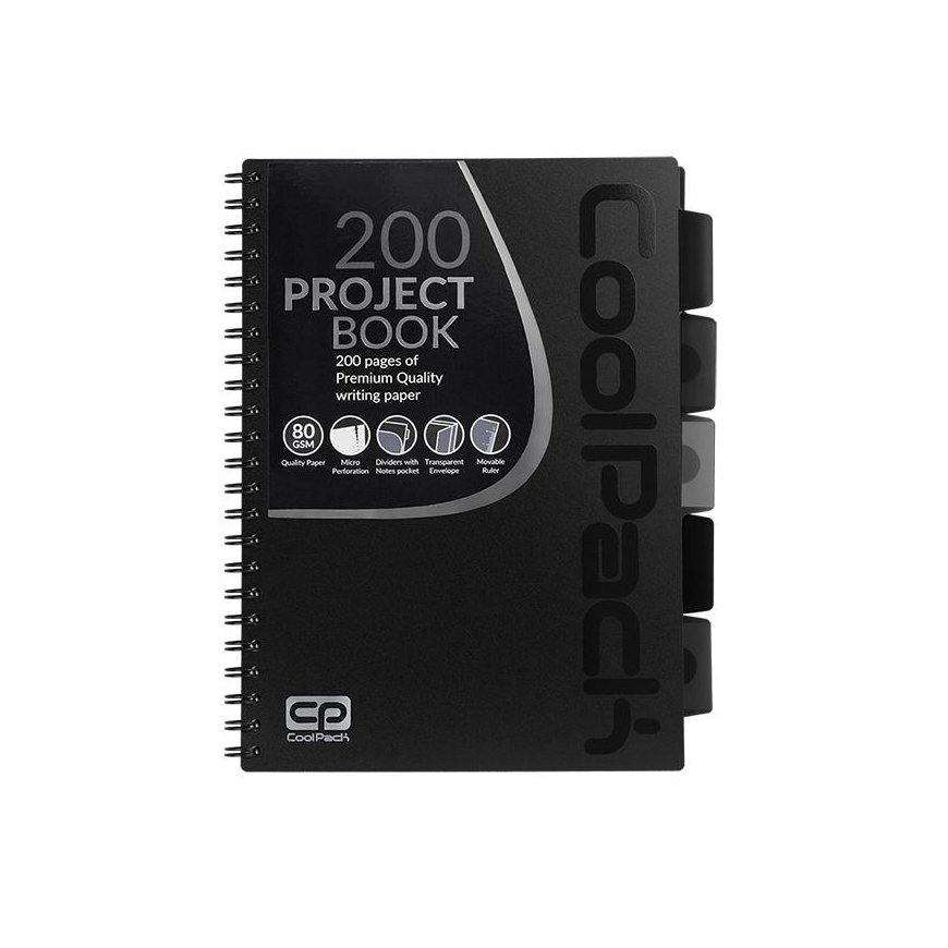 Cool Pack Notebook PATIO, boxes, with spiral, A4, 200 pages, black sp.