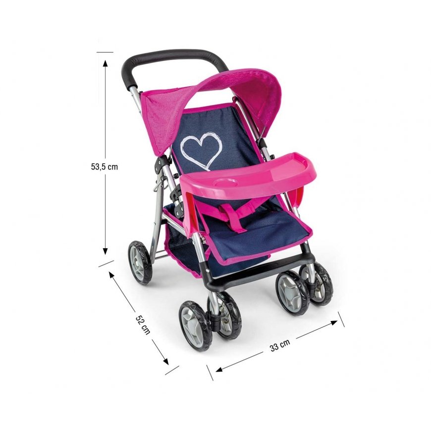 Milly Mally Kate Doll Stroller, Dark Blue/Pink – 5