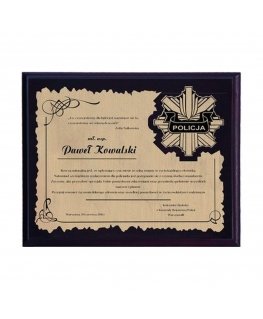 Tryumf Plastic diploma with engraved laminate