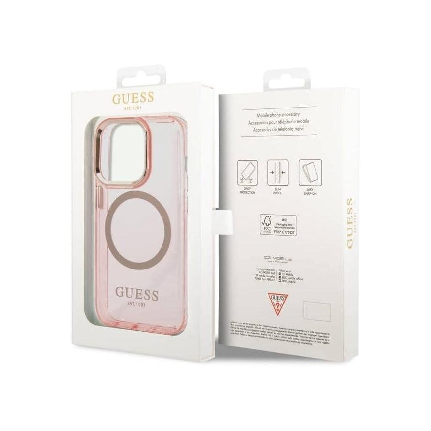 Guess Translucent MagSafe suderinamas dėklas, skirtas iPhone 14 Pro Max Rožinė – 3