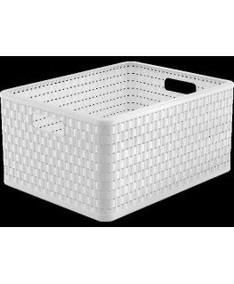 Basket container Rotho Country A4 + 28L white