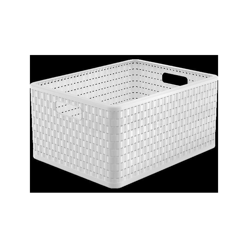 Basket container Rotho Country A4 + 28L white