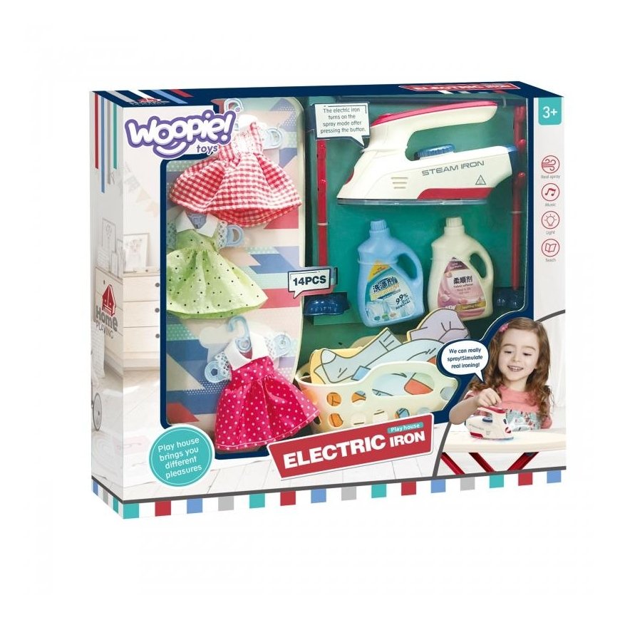 WOOPIE Set XXL ironing board with iron laundry basket and clothes 14 el. – 3