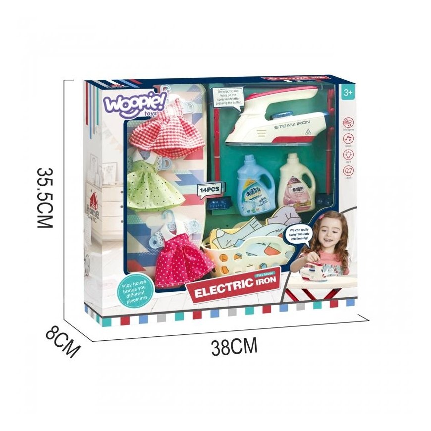 WOOPIE Set XXL lyginimo lenta su lygintuvu skalbinių krepšeliu ir drabužiais 14 el. – 4