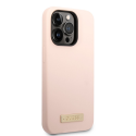 Guess GUHMP14XSBPLP iPhone 14 Pro Max 6,7" rožinis / rožinis kietas dėklas, silikoninis logotipas MagSafe