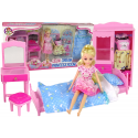 Leantoys Lėlės + baldų komplektas Lova Spinta Tualetinis staliukas Leantoys Lėlės + baldų komplektas Lova Spinta Tualetinis staliukas