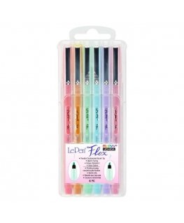 Marvy Uchida MARVY brush tip pens "Le Pen Flex" Pastel, 6 colors