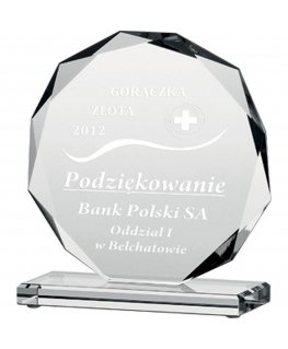 Tryumf Engraved glass trophy H19 cm