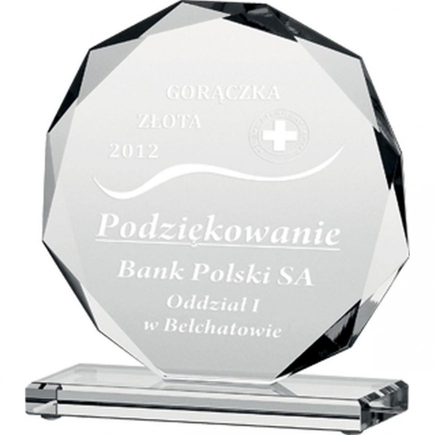 Tryumf Engraved glass trophy H19 cm