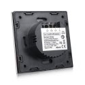 Maclean Energy MCE702B touch light switch, single, glass, black with round button, dimensions 86x86mm, with button lighting Maclean Energy MCE702B touch light switch, single, glass, black with round button, dimensions 86x86mm, with button lighting