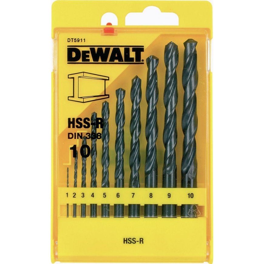 Grąžtas komplet 10vnt. wierteł do metalu HSS-R DeWALT [DT5911-QZ] – 2