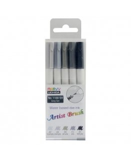 Marvy Uchida MARVY felt-tip pens with brush tip Painter Grey, 5 pcs.