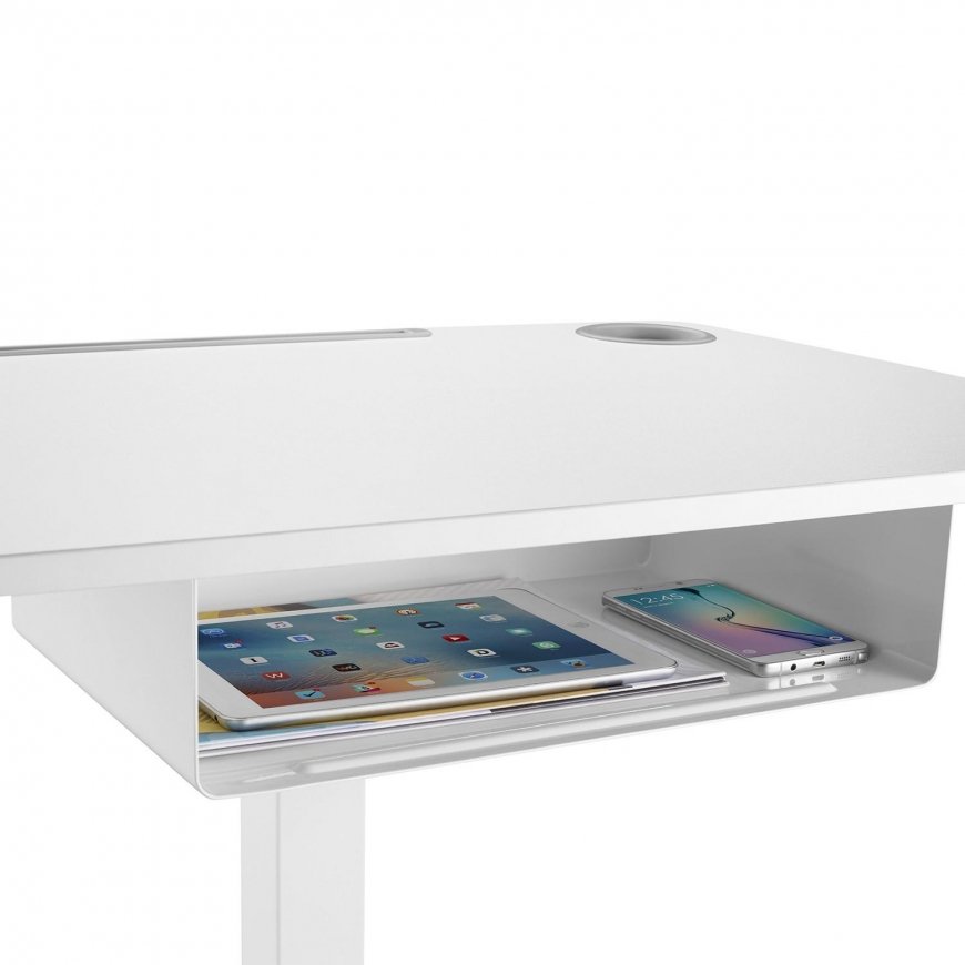 Maclean portable computer desk, adjustable height, with drawer, white for standing and sitting work, maximum height 113 cm - 8kg – 5