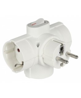 Electraline 55090 Adapter with switch 3x / 16A / 250V