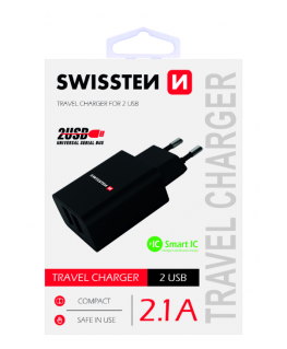 Swissten charger 2x USB-A 2.1 A (22033000)