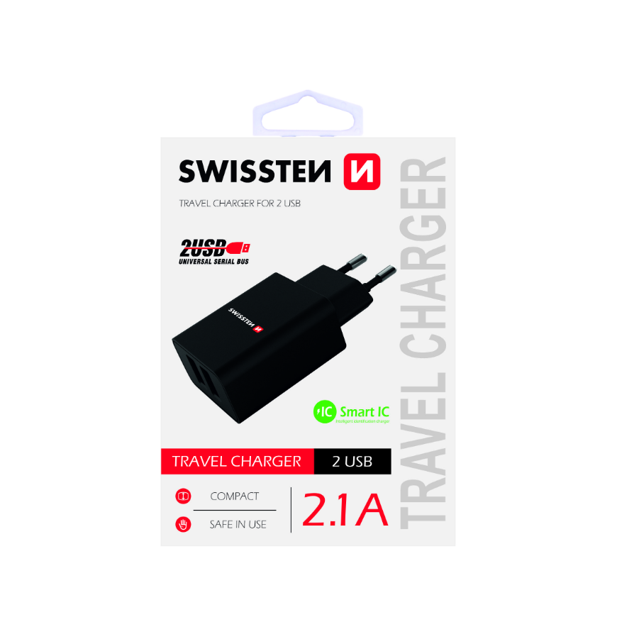 Swissten charger 2x USB-A 2.1