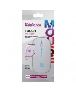 Mouse Defender Wireless mouse Defender TOUCH MM-997 optical 1600dpi 2.4 GHz + Bluetooth white RGB battery bezklikowa silent