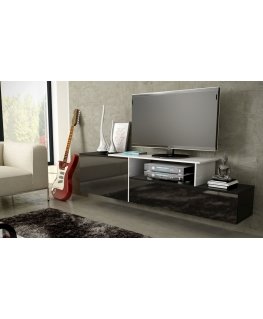 Cama TV cabinet SIGMA 3 180 black/black gloss + biały