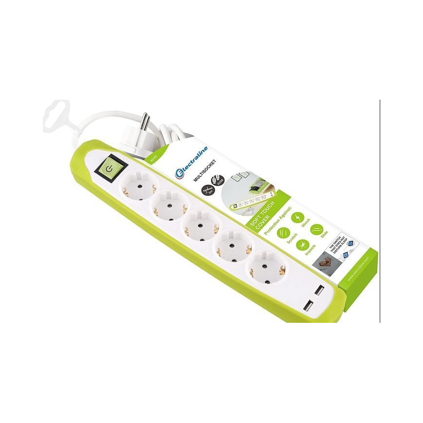 Electraline 62161 Удлинитель 5p+2xUSB 2m – 2