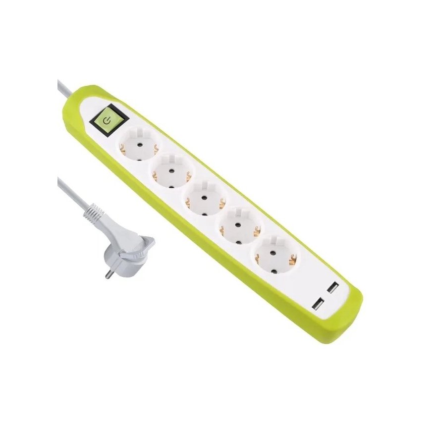 Electraline 62161 Pagarinātājs 5 ligzdas+2xUSB 2m – 3
