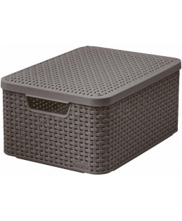 Basket with lid Curver Rattan Style M dark gray