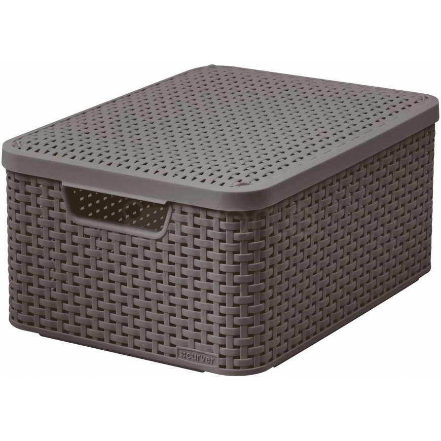Basket with lid Curver Rattan Style M dark gray