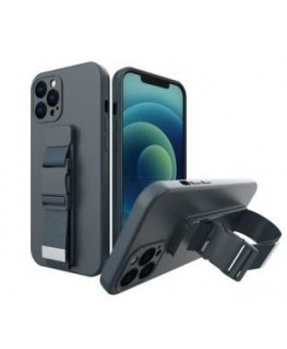 iLike Samsung Galaxy A22 5G Rope case gel TPU airbag case cover with lanyard Navy Blue