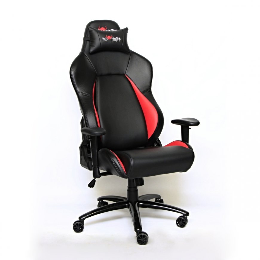 Red fighter C2 Universāls spēļu krēsls Polsterēts sēdeklis Melns, Sarkans – 3