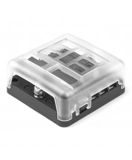 Fuse box with LED negative rail 6 slots amio-03038