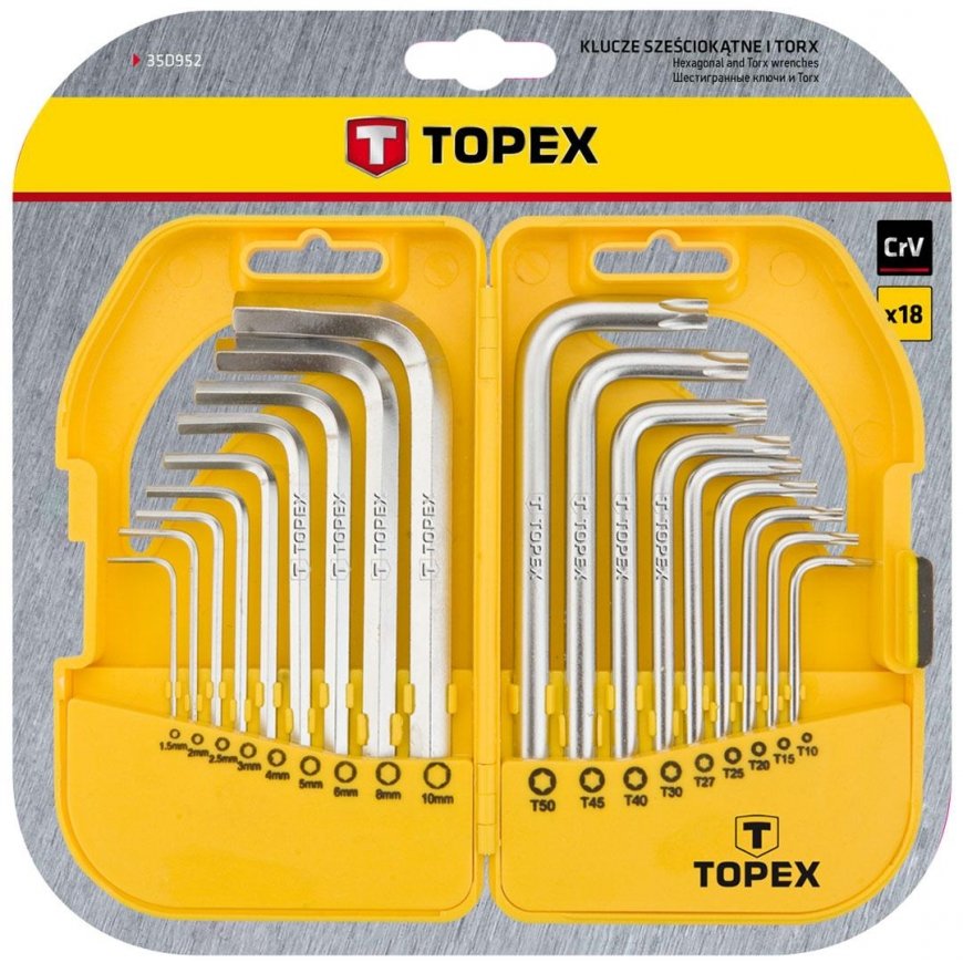 Topex Hex ir Torx raktai, rinkinyje 18 vnt. – 2