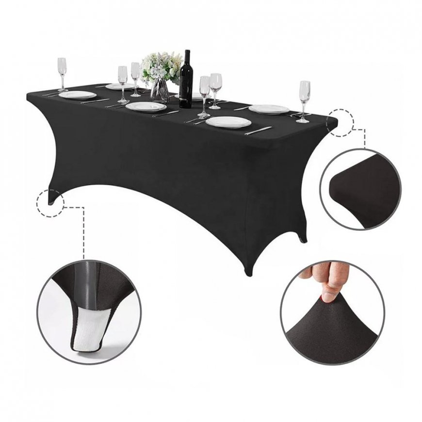 GreenBlue GB372 elastic tablecloth dining table cover Black, 180x75x74cm, elastane – 4