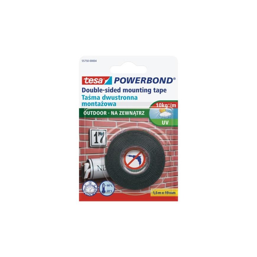 „Tesa“ dvipusė tvirtinimo juosta „Powerbond“, lauko 1,5 m 19 mm (H5575004)