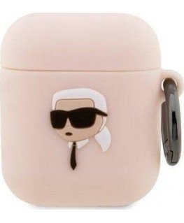 Headphones Karl Lagerfeld Case Karl Lagerfeld KLA2RUNIKP Apple AirPods 2/1 cover pink silicone Karl Head 3D