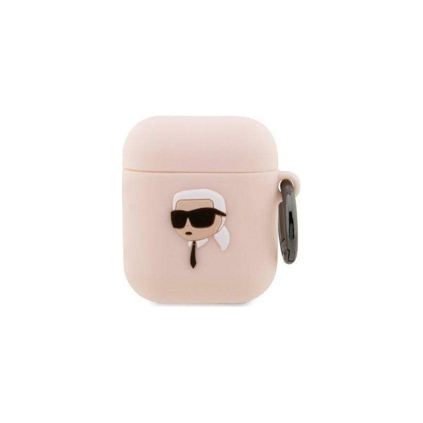Headphones Karl Lagerfeld Case Karl Lagerfeld KLA2RUNIKP Apple AirPods 2/1 cover pink silicone Karl Head 3D