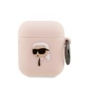 Headphones Karl Lagerfeld Case Karl Lagerfeld KLA2RUNIKP Apple AirPods 2/1 cover pink silicone Karl Head 3D
