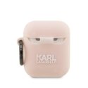 Headphones Karl Lagerfeld Case Karl Lagerfeld KLA2RUNIKP Apple AirPods 2/1 cover pink silicone Karl Head 3D