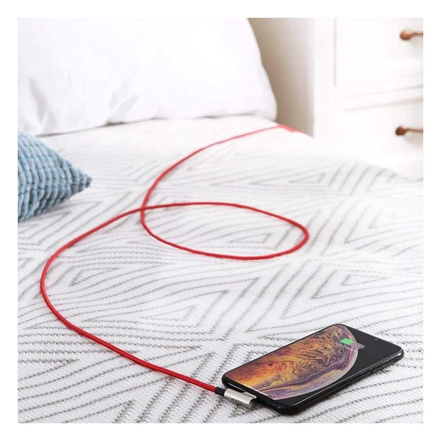 Aukey cb-al01 red oem nylon usb to lightning cable | 2m | 90 degree plugs | mfi certificate